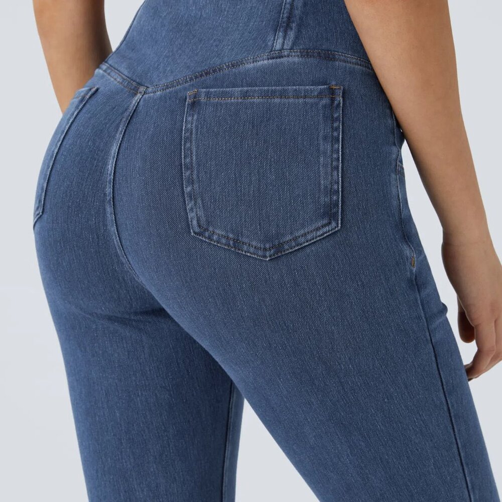 High-Rise Flare Women's Jeans - Blue - Picture 3 of 4